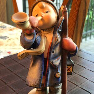 Vintage Goebel Hummel Porcelain Boy with Horn Figurine "Hear Ye, Hear Ye"